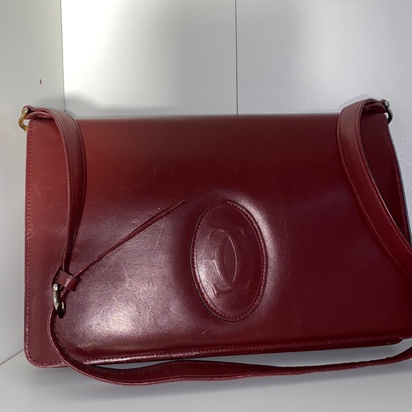 Authentic Cartier MustLine Bordeaux Leather Shoulder Bag - Picture 4 of 17